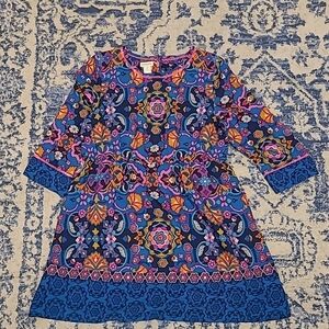 Monsoon sz 11 dress pink blue DRESS K94